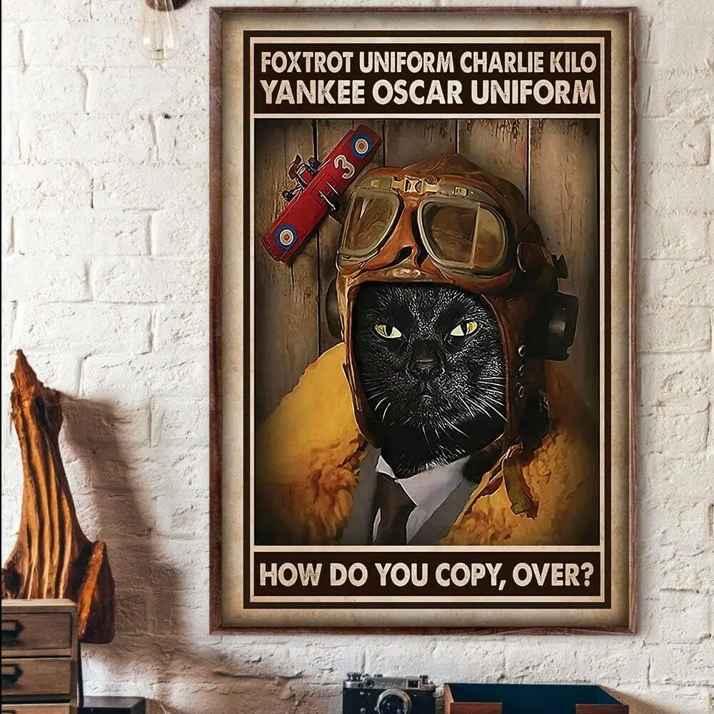 Placa de Metal Vintage com Tema de Piloto: Uniforme Foxtrot, Charlie, Kilo, Yankee, Oscar - Placas de Metal Vintage para Decoração
