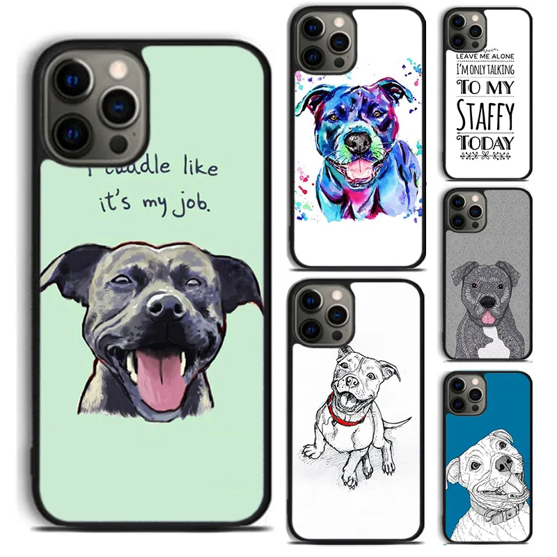 Staffy Staffordshire Bull Terrier phone Case For iPhone 16 15 14 Plus XR XS apple 16 11 12 13 mini Pro Max coque