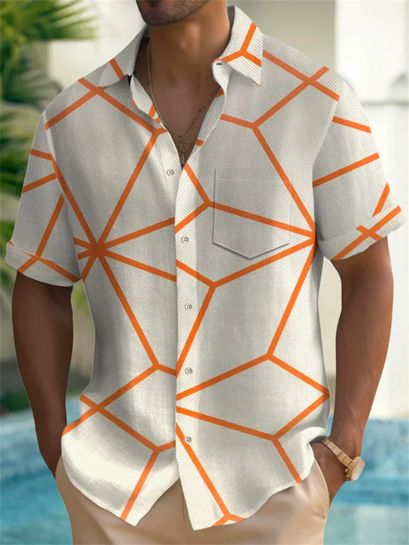 Men's Hawaiian shirt pattern tropical short sleeved casual button flower summer beach shirt men's clothing