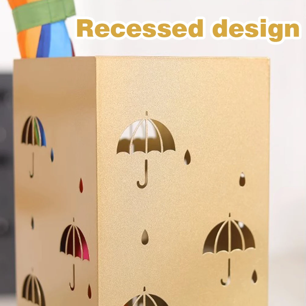 

Металлическая подставка для зонтов, многофункциональная квадратная стойка для зонтов в прихожую, водонепроницаемый контейнер для зонтов и тростей, декор для офиса