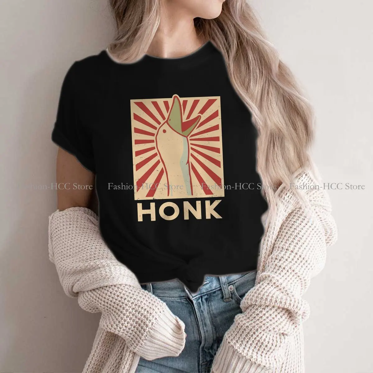 HONK Hipster Polyester TShirts Untitled Goose Honk Bell Game Internet Meme Female Style Tops T Shirt Round Neck