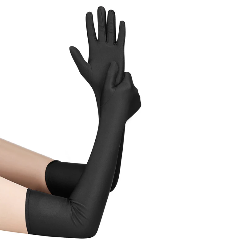 Hochela tische Spandex Sonnenschutz handschuhe Party Nachtclub Hochzeit Leistung schwarze Handschuhe