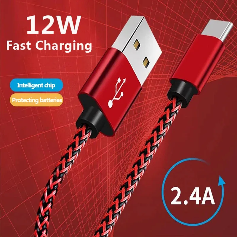 

USB Type C Cable Fast Charging Battery Charger Wire Woven Nylon Date Cable 1M 2M 3M Mobile Phone Charger For Samsung Huawei