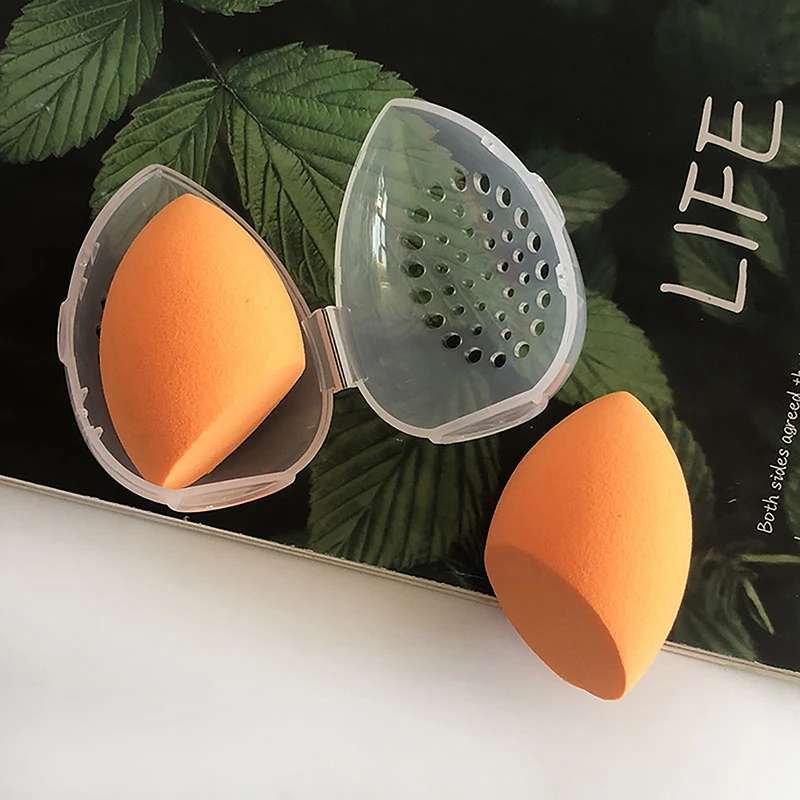 Cosmetics Puff Holder Stand Makeup Sponge Box Egg Shape Box Plastic Portable Breathable Empty Storage Display Organizer Rack