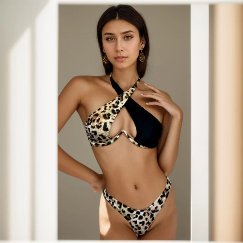 Sexy Leopard Bikini 2024 New summer fashion Women Swimwear Female Swimsuit Two-pieces Bikini set  Bather Bathing Suit Swim