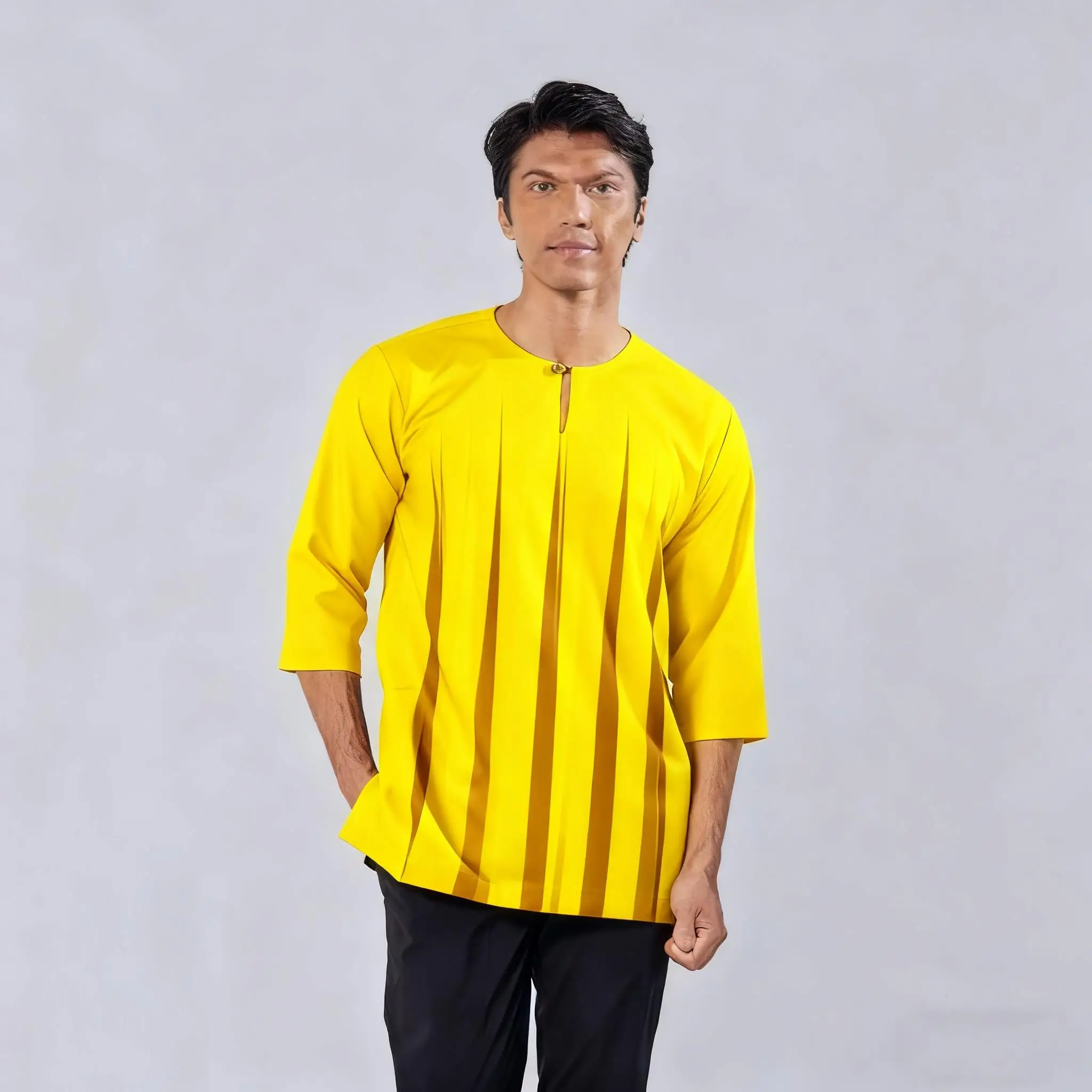 الرجال قميص مسلم فضفاض الربيع الوقوف قمصان عادية قفطان قصيرة الأكمام Thobe مسلم تي شيرت الملابس الملابس الإسلامية للرجل #2