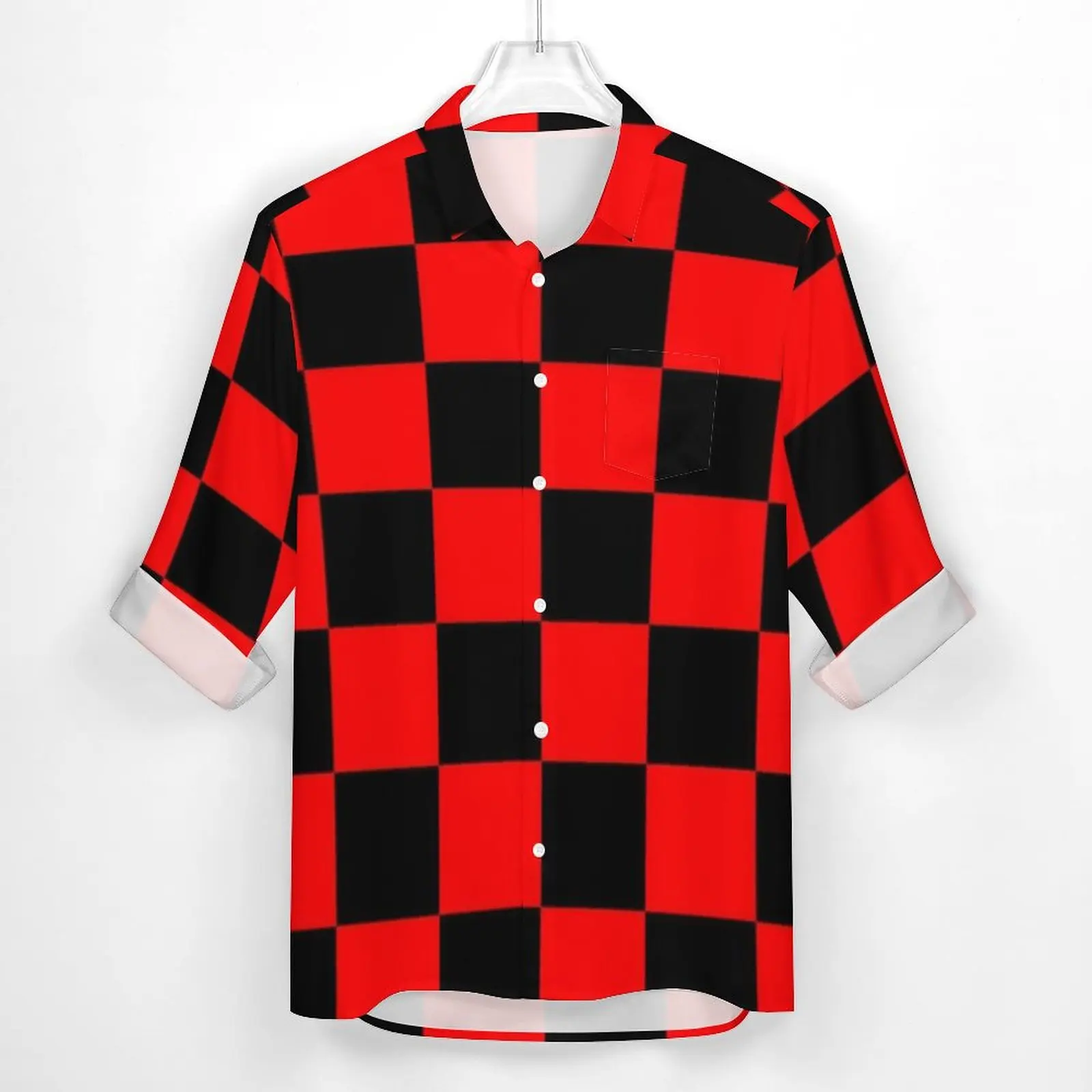 Chemise à carreaux à manches longues pour hommes, chemisiers vintage, vêtements surdimensionnés graphiques, noir et rouge, 2 tons, décontracté, automne