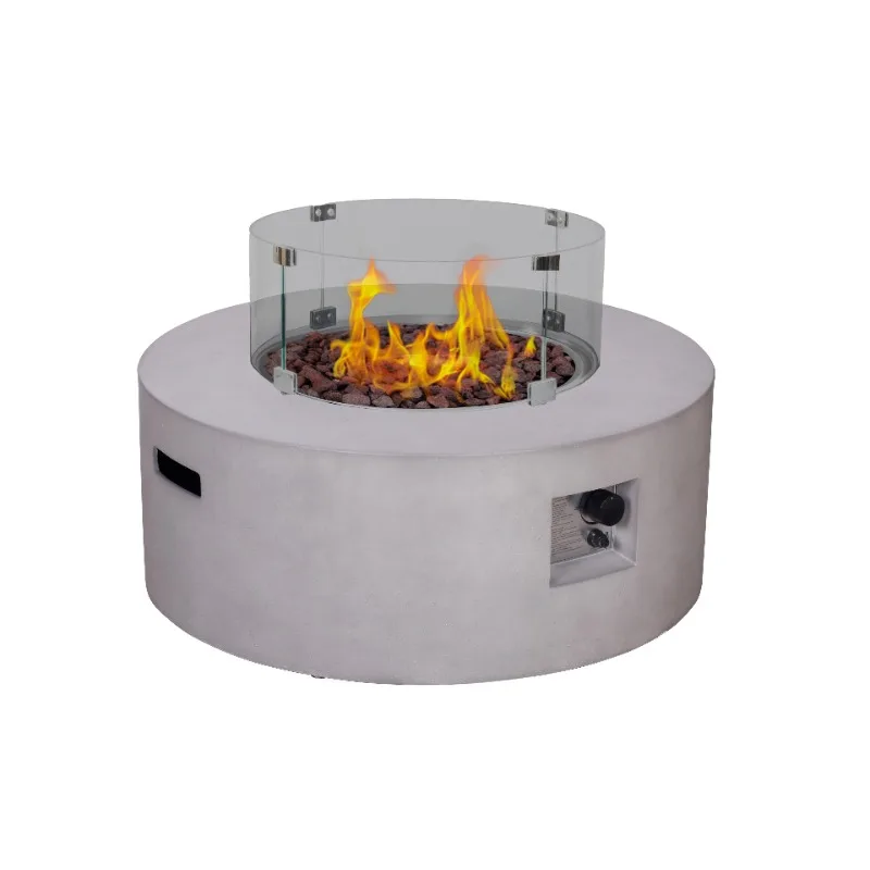 Popular Rectangular Outdoor Fire Pit Table Steel Concrete Material Smokeless Indoor/Outdoor Usage Patio/Garden Propane-Friendly