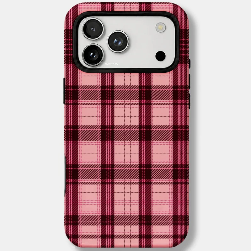 Противоударный розовый чехол в клетку с поддержкой MagSafe для iPhone 17 Pro Max, 16 Plus, 15 Pro, 14, 13, прочный защитный чехол.