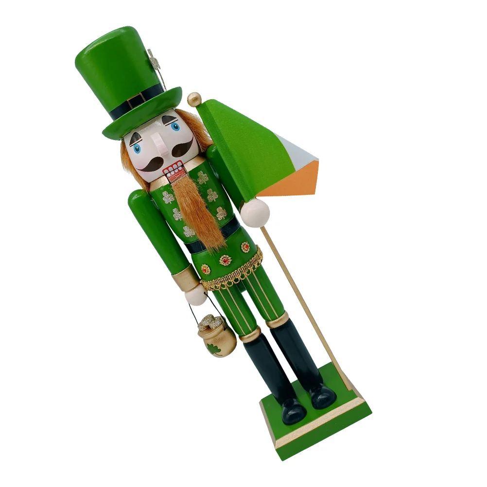 

Shamrock Nutcracker Wooden Irish Festival Decoration St. Patrick'S Day Hanging Ornament Festive Puppet Home
