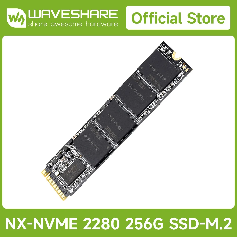 Waveshare NX M2 NVME 2280 128GB/256GB Unidade de estado sólido de alta velocidade, memória flash TLC 3D de alta qualidade, interface PCIe Gen3 x4