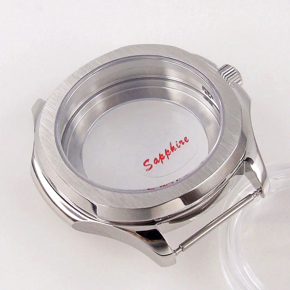 Caja de reloj cuadrada de cristal de zafiro de 39,6mm para NH34 NH35A NH36 NH37 NH38 NH39 movimiento que ve el cristal trasero para reloj Mod oro rosa