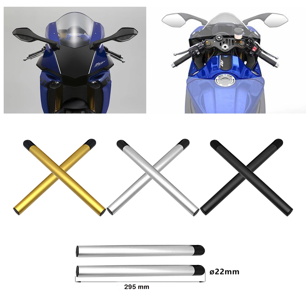 

Fit for Yamaha YZF R1 R7 R6 R3 R25 ABS YZF-R1 YZF-R7 YZF-R6 YZF-R3 Motorcycle Split Clip-on Handlebars 22MM Replacement Tubes