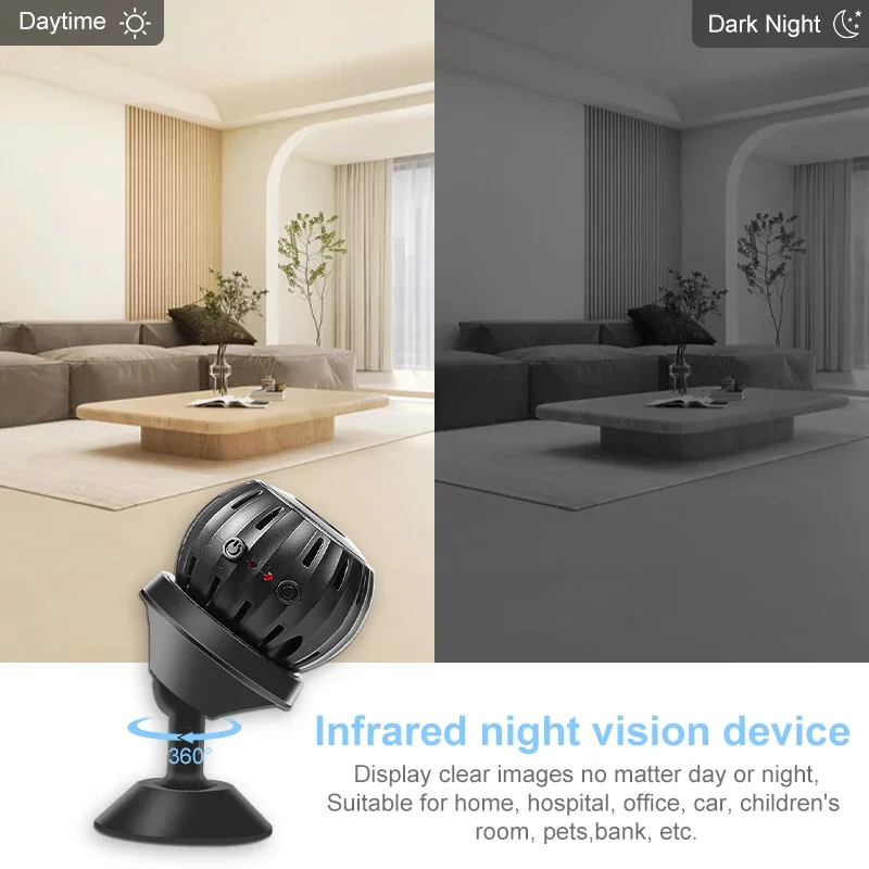 Mini caméra de surveillance WiFi HD 1080p, dispositif de sécurité domestique sans fil, avec capteur, pour l'extérieur