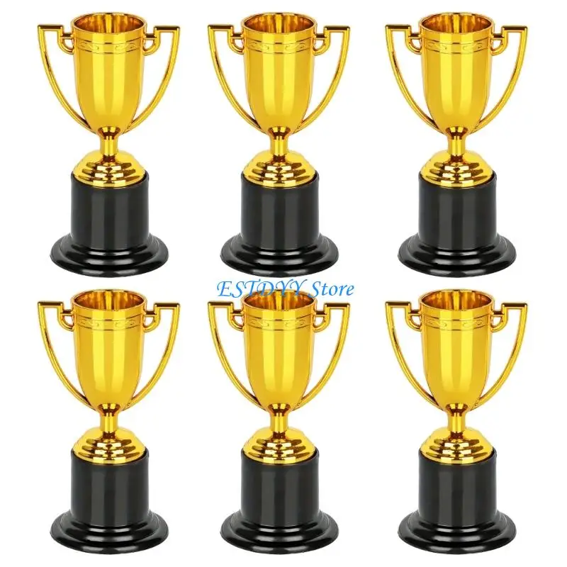 G6DE 6Pcs Soccer Medals Prize Cup Golden Competition Award Trophies