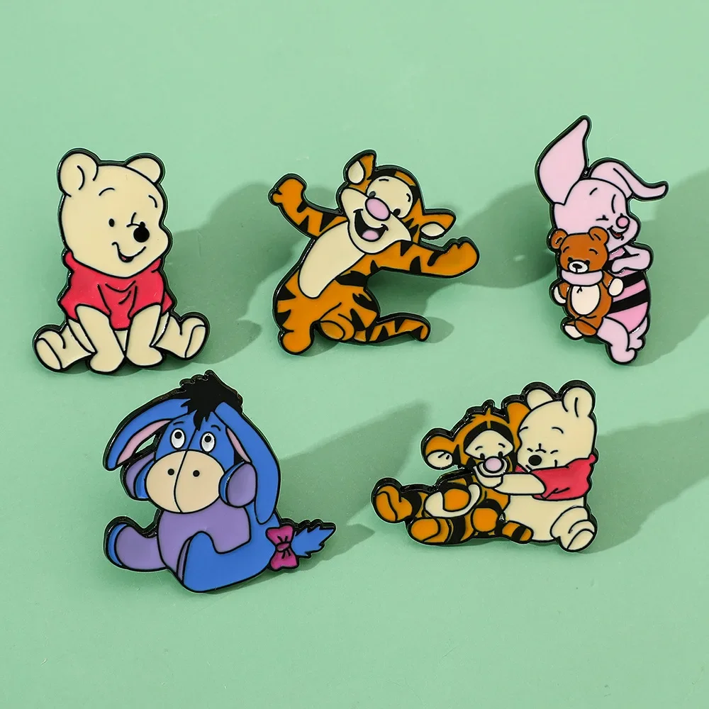 Disney Winnie Brooch  Action Anime Figures Badge of Metal Bag Accessories Play Tricks Children Birthday Gift for Friends Cute