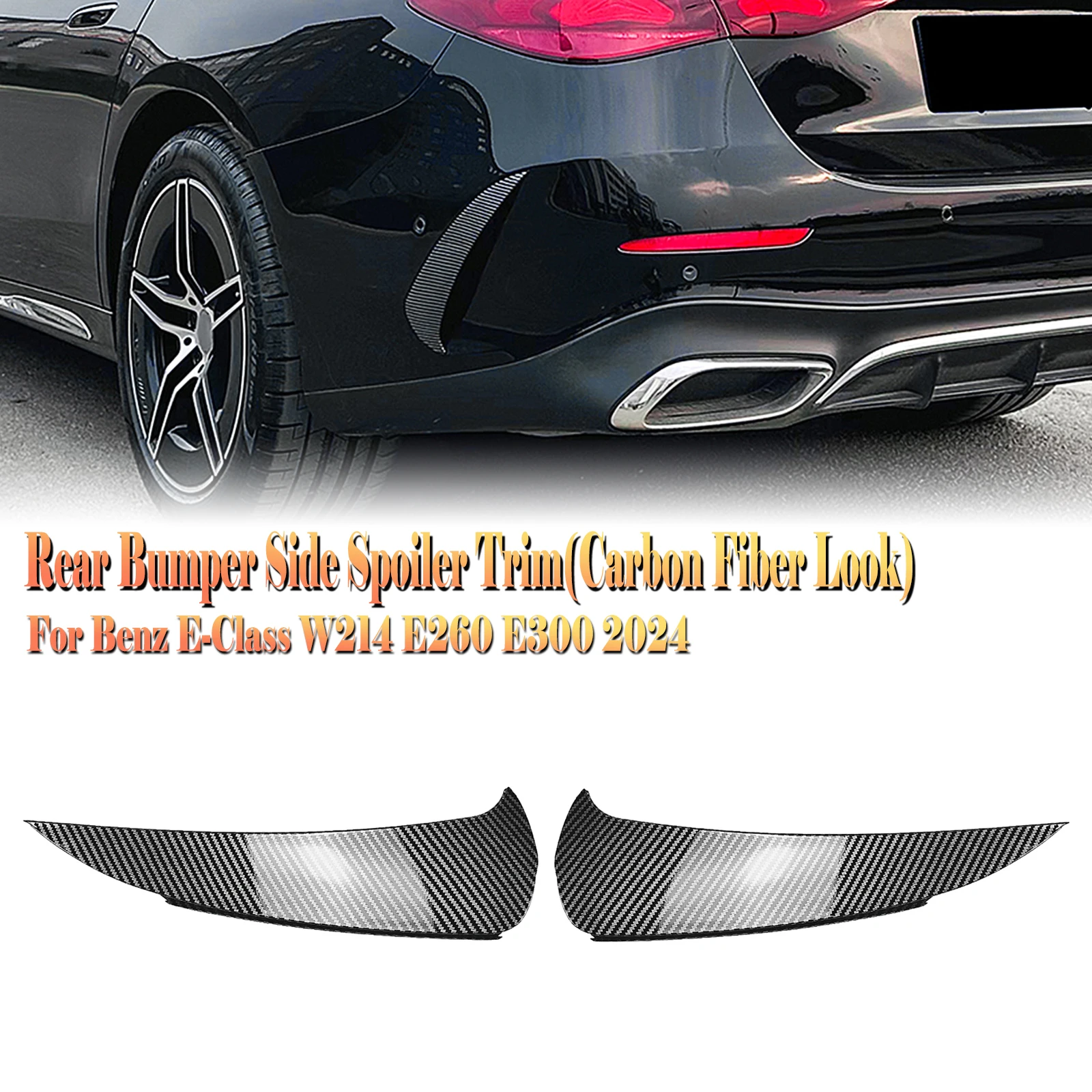 

For Mercedes Benz E Class W214 2024-up E260 E300 AMG Rear Bumper Side Spoiler Trim Air Vent Cover Splitter Canards Decorative