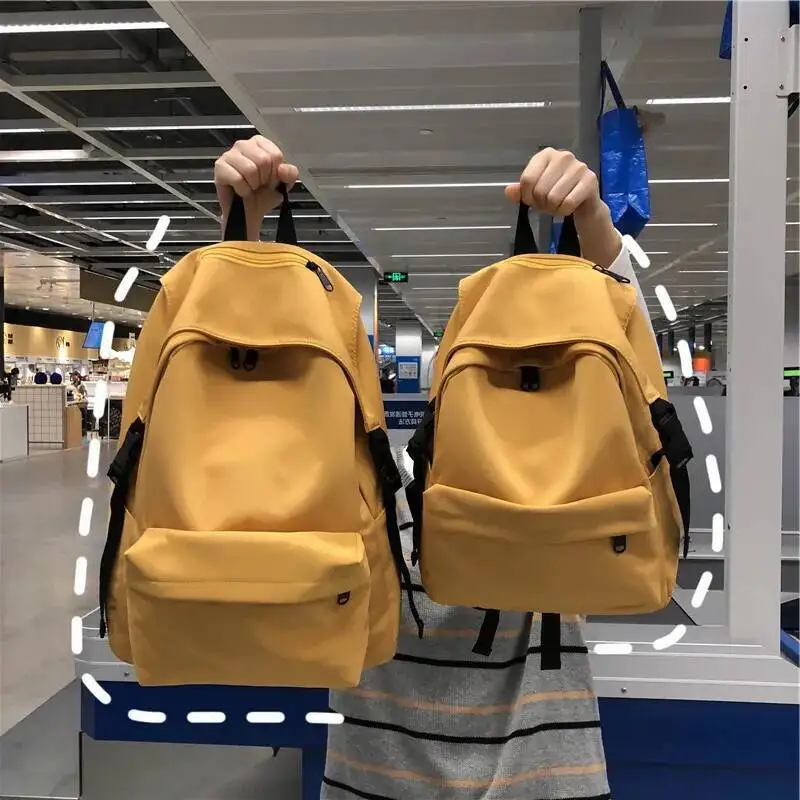 

Japanese Style Solid Color Lightweight Nylon Backpack Women Korean Fashion High School College Student Daypack