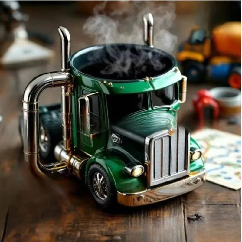 

Truck Shaped Coffee Cup Decorative Ornament with Stainless Steel Core Modern Home Garden Decor Durable Gift Idea