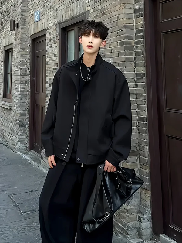 

Cleanfit Bla Harrington Workwear Jaet Men's ort Sle Dapper Collar Baseball Vest Adstrative Jaet Polyester Fiber