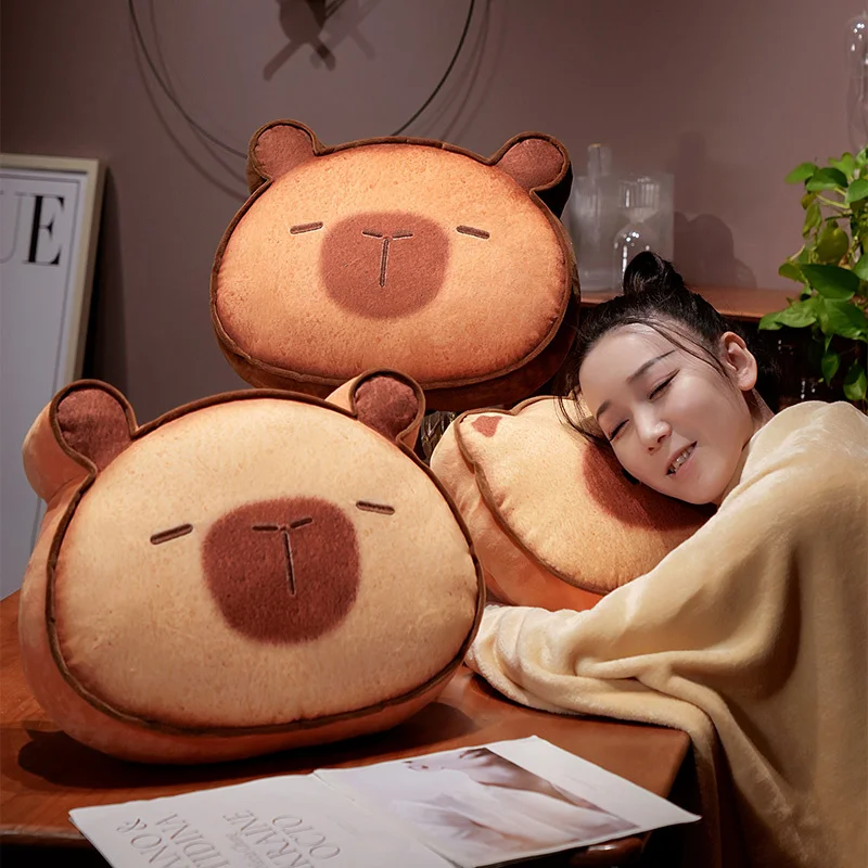 Lovely Animal Pillow Sleeping Cushion Stuffed Soft Sofa Back Pillow Birthday Gifts Cartoon Toast Capybara Cat Plush Toys