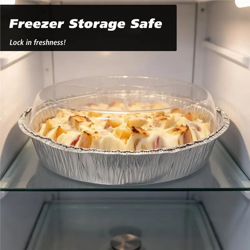 B08B-Aluminum Foil Pans Foil Pans With Clear Lids 20 Pack Pie Tins Disposable To Go Containers With Lid For Baking, Storing Left
