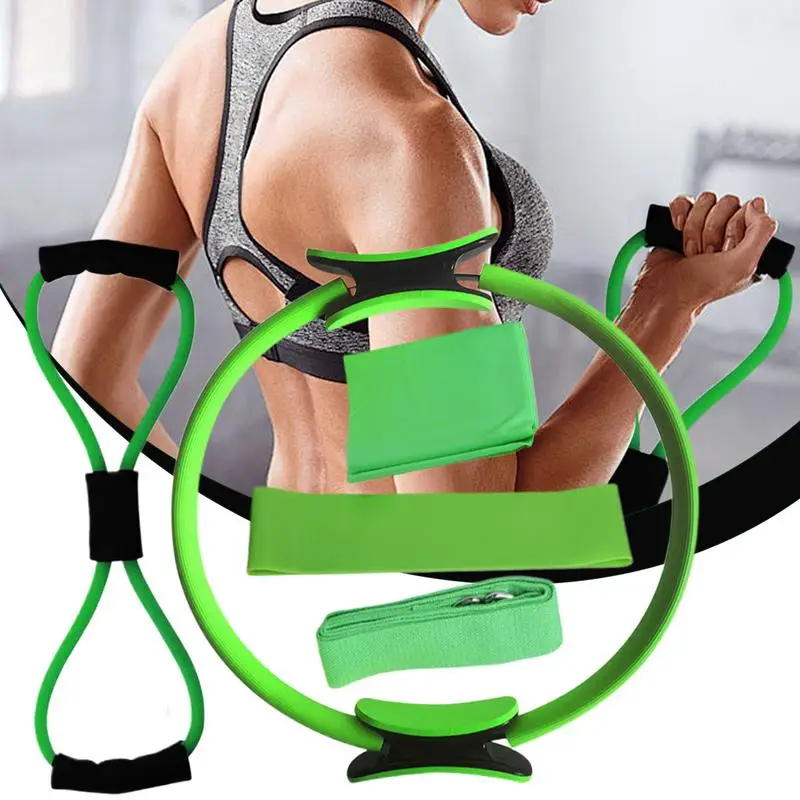 Kit de anillo de Pilates para mujer, expansor de pecho, bucle de resistencia, juego de círculos de anillo de Pilates, bandas de resistencia de Pilates para entrenamientos en casa