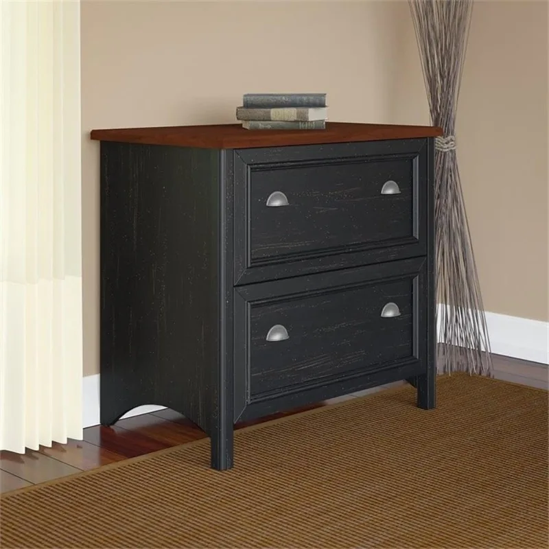 2 Drawer Lateral File Cabinet, Home Office Storage for Letter, Legal, and A4-Size Documents, Antique Black