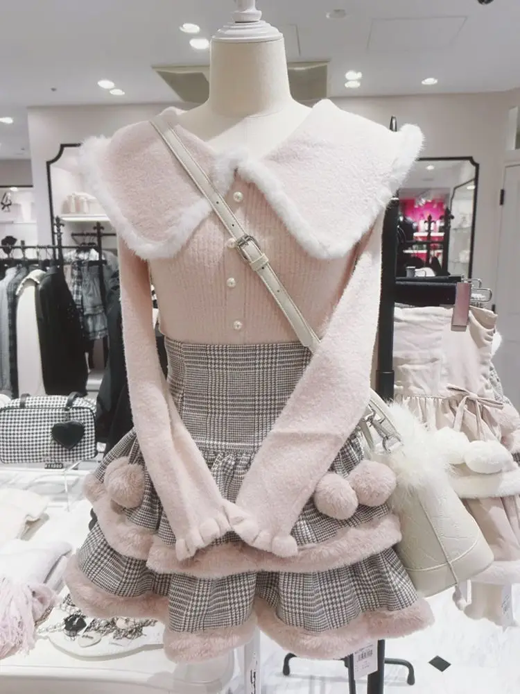 

Kawaii Bow Cake Mini Skirts Women Fairy Bandage Lolita High Waist Y2k Harajuku Aesthetic Sweet Lace Gothic JK Japanese Winter