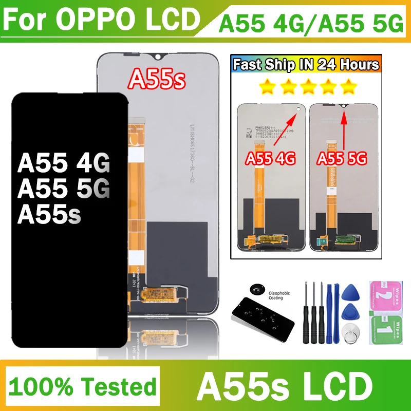 A55 Display For Oppo A55 4G CPH2325 LCD Display Screen+Touch Panel Digitizer For Oppo A55 5G PEMM00 LCD A55s 5G CPH2309 Display