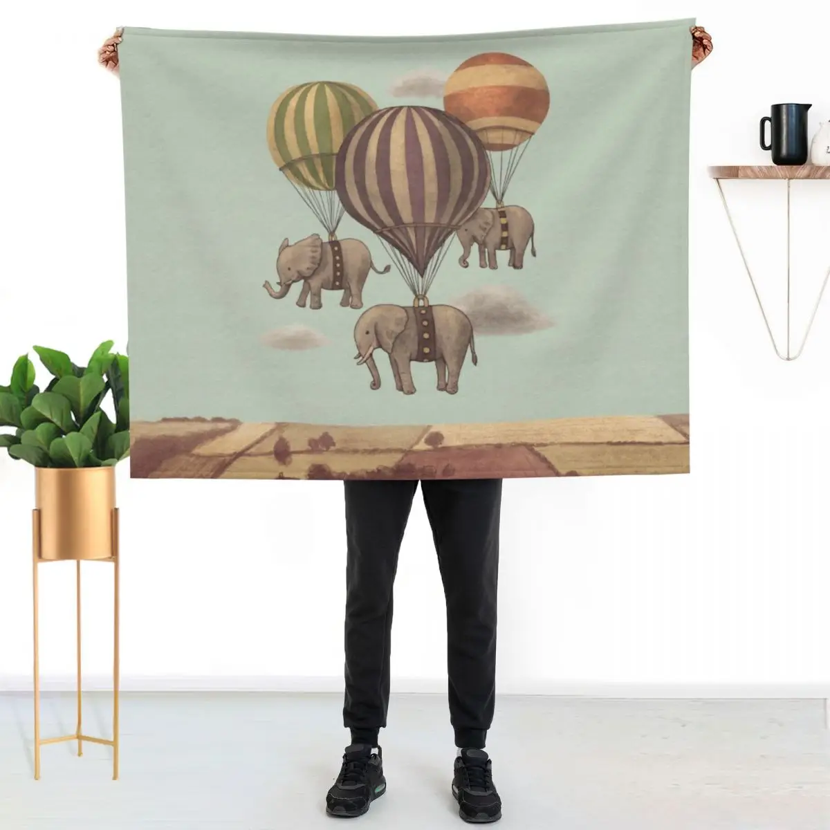 Flight of the Elephants - mint option Throw Blanket Luxury Multi-Purpose Bed covers Warm Summer Thins Blankets