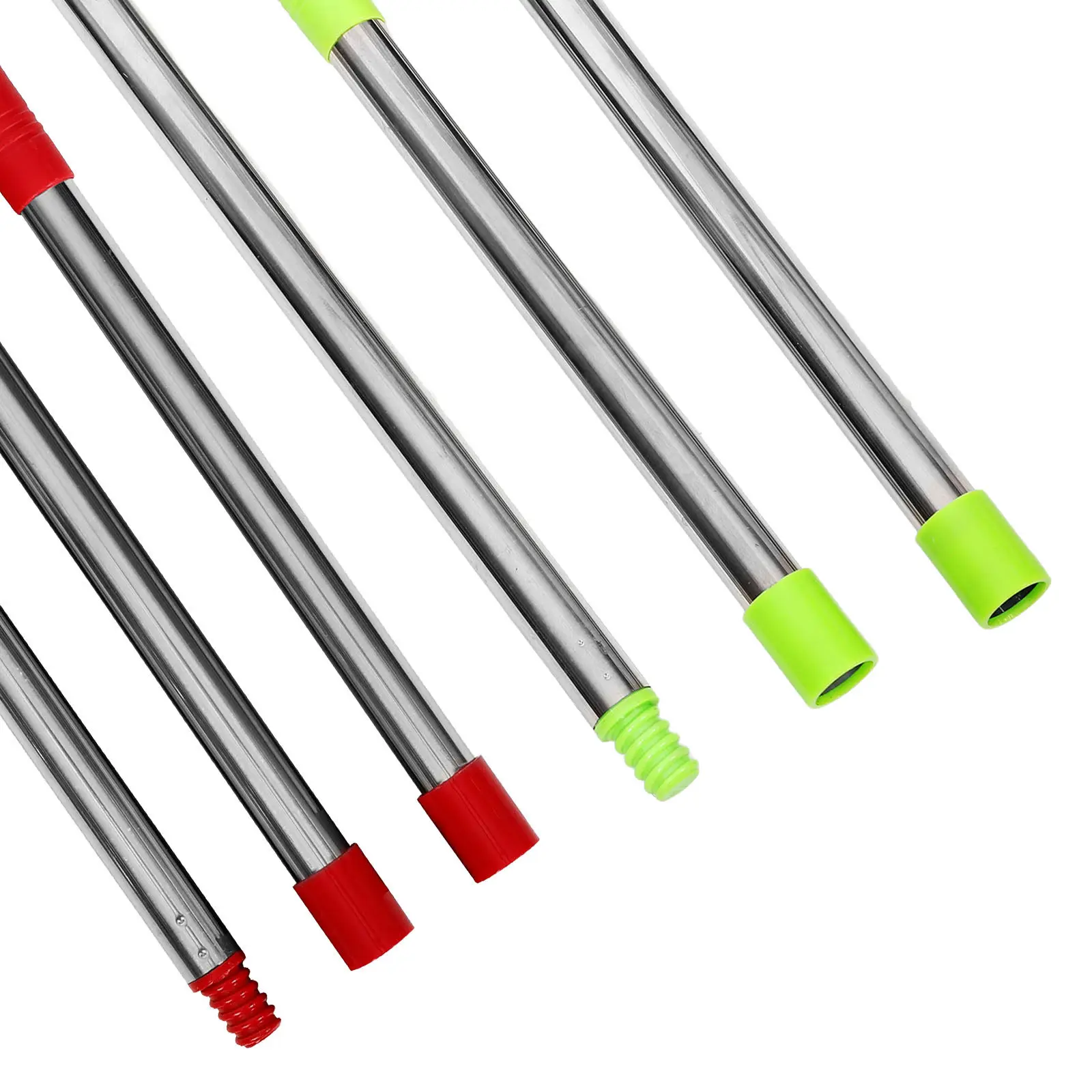 2Pcs Stainless Steel Threaded Mop Handles Three-Section Universal Rod Replacement for Household Commercial Floor Cleaning Mops