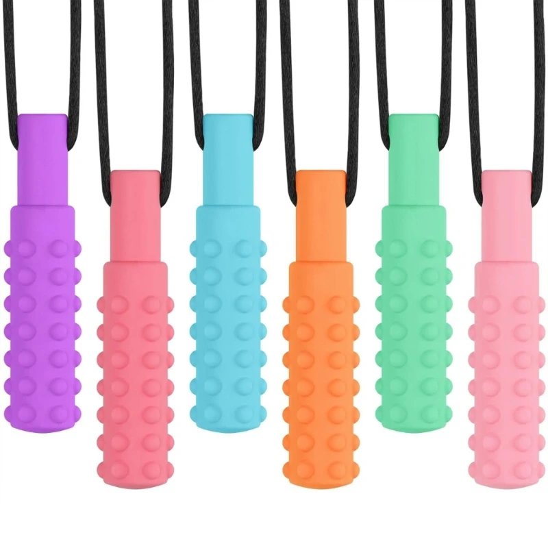 

Autistic Sensory Toy Silicone Teether for Kids Soft and Comfortable Tooth Motor Development Aid Baby Chewing Neckchain