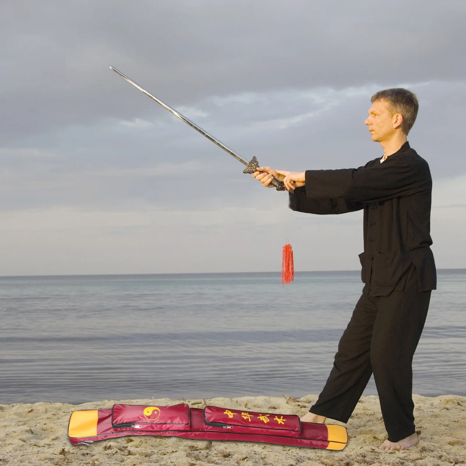 

Canvas Taichi Sword Carrying Bag Durable Zipper Storage Case Protective Sword Pouch Multifunctional Outdoor Travel