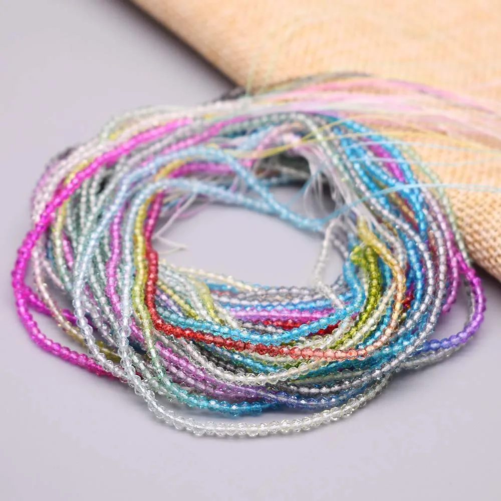 11 Color 2mm Gradient Color Small Seed Faceted Crystal Beads Round Loose Spacer Beads For Jewelry Making DIY Necklace