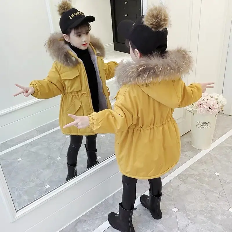 2024 Cute Baby Coat Autumn and Winter Fleece Children's Girls Hoodie Jacket Baby Coat 6 10 12 Years Wear Outerwear Thicken Warm