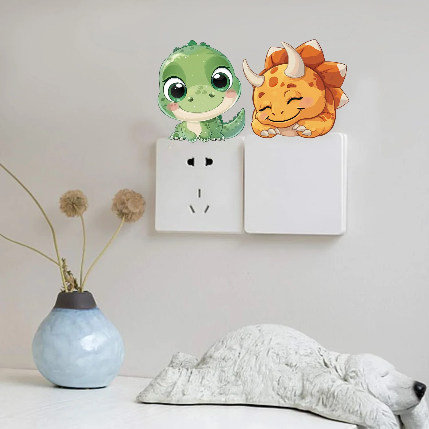 

Garden Wall Sticker For Children Dinosaur Baby PVC Room Switch Sticker Home Decoration Accessories Self-Adhesive Wallpaper