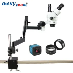 3.5X-90X Simul Focal Trinocular Stereo Microscope Articulating Arm Clamp Table Clip Microscopio Optional Accessories Mikroskop