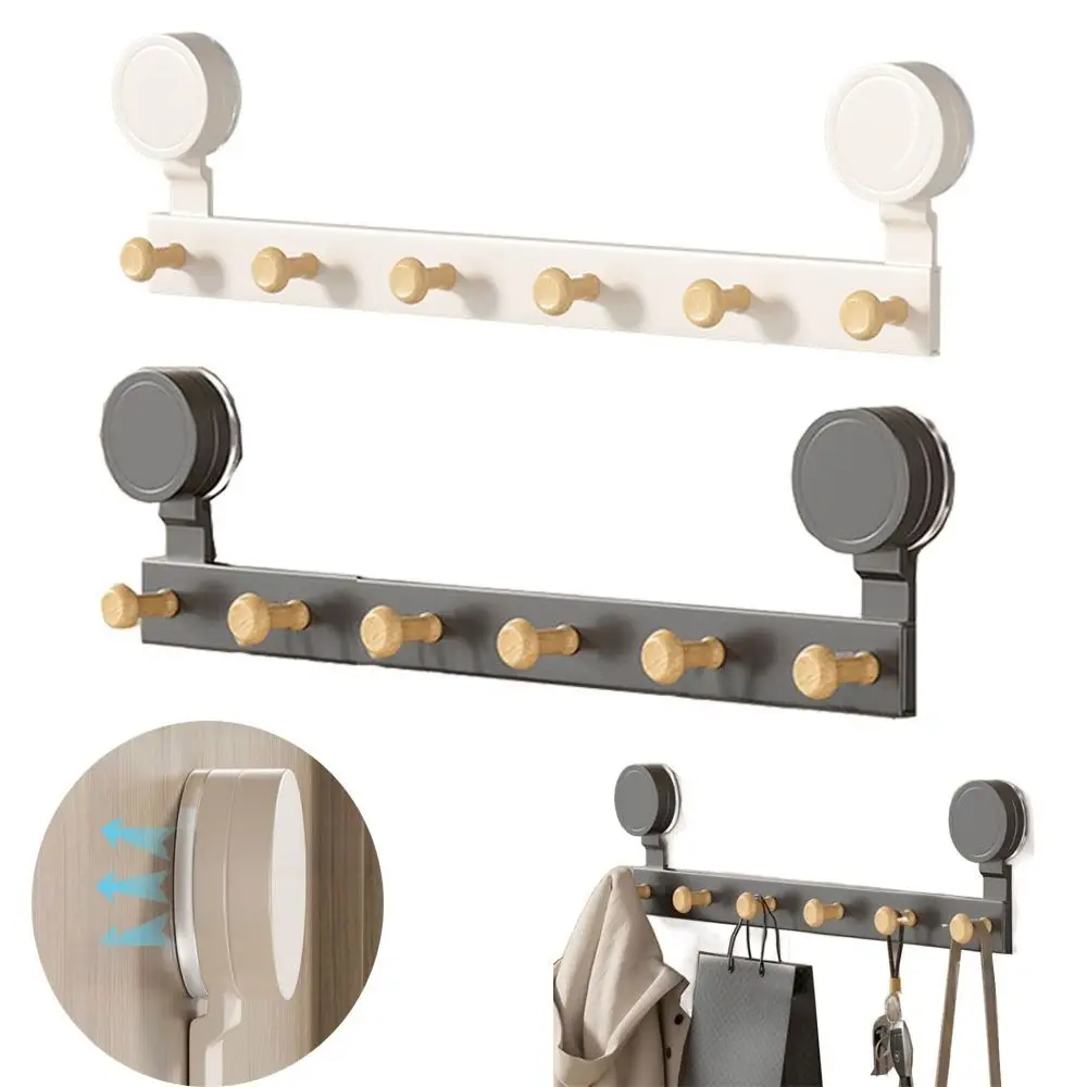 

5/6/7/8 Hooks Suction Cup Door Hooks Removable Rust-proof Door Rear Storage Rack Reusable Strong Load Bearing