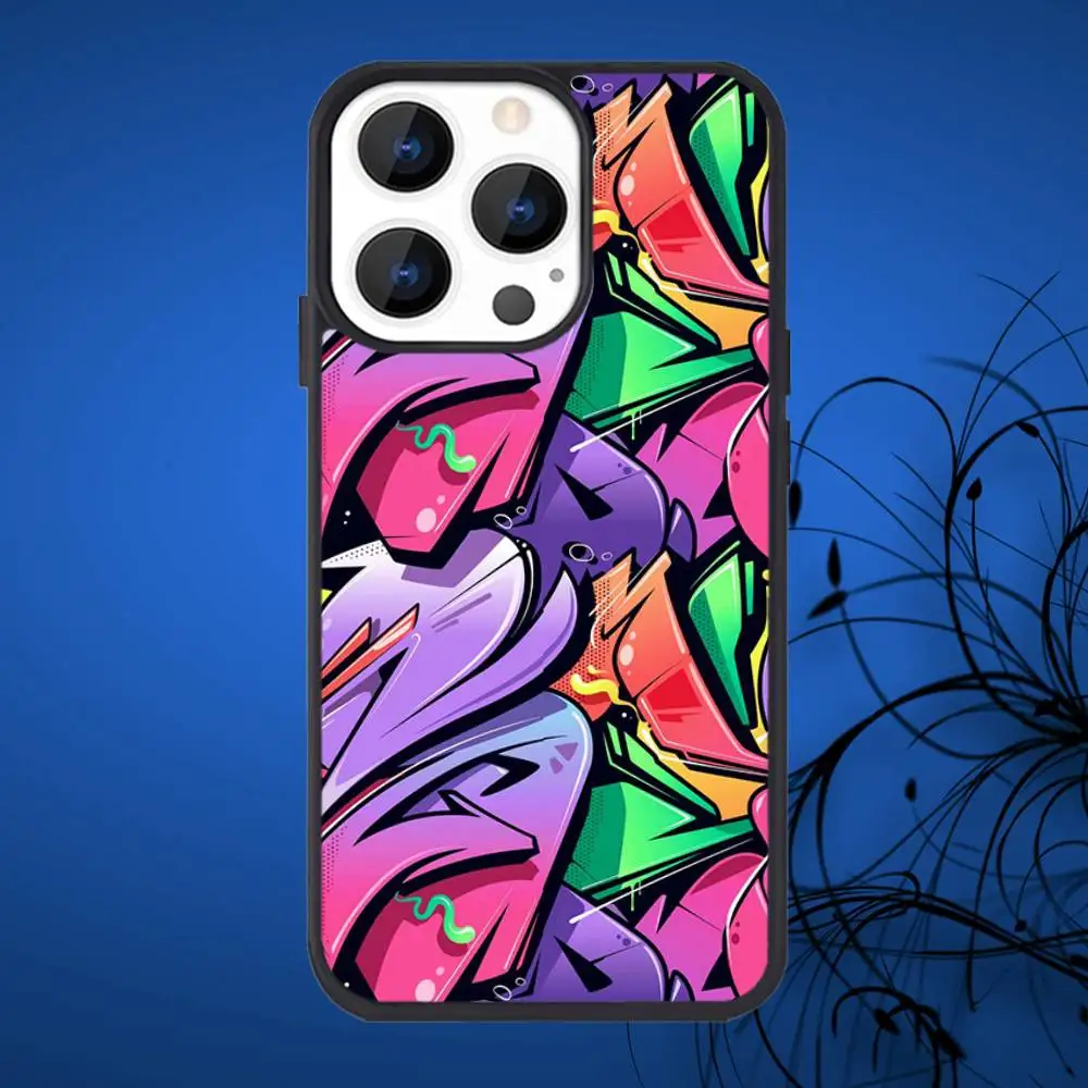 Coque de téléphone Graffiti colorée Cool pour iPhone 17,16,15,14,13,12,11,Plus,Pro,Max Mini Magsafe, charge magnétique sans fil