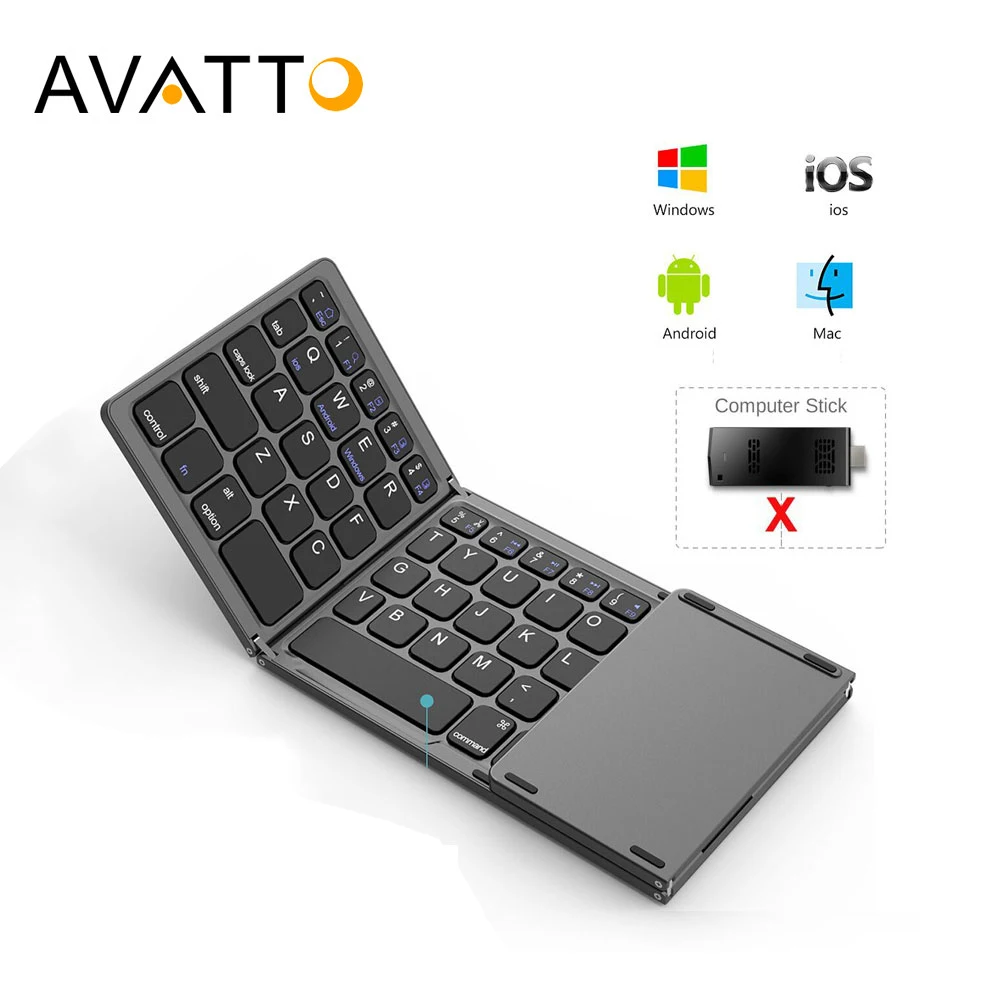 AVATTO Wireless Bluetooth Brasil Portuguese/English B033 Mini Folding keyboard For Windows Android IOS Tablet ipad