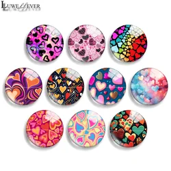 10mm 12mm 20mm 25mm 30mm 40mm 918 Heart Mix Round Glass Cabochon Flat Jewelry Finding 18mm Snap Button Charm Bracelet
