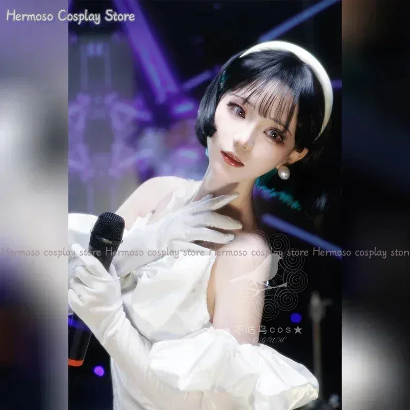 

DY202025ume Wig Anime Alien Stage Cosplay Costume Microphone White Dress Ear Studs Short Wig Gloves Suit25