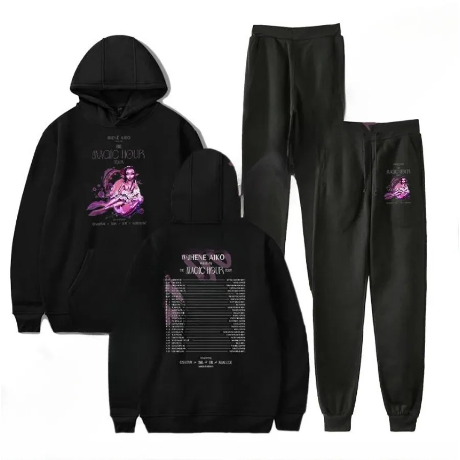 Jhene Aiko The Magic Hour Tour Tracksuit Men Sets Fashion Sporting Suit Hooded Sweatshirt+Sweatpants Mens Clothing 2 Pieces Set