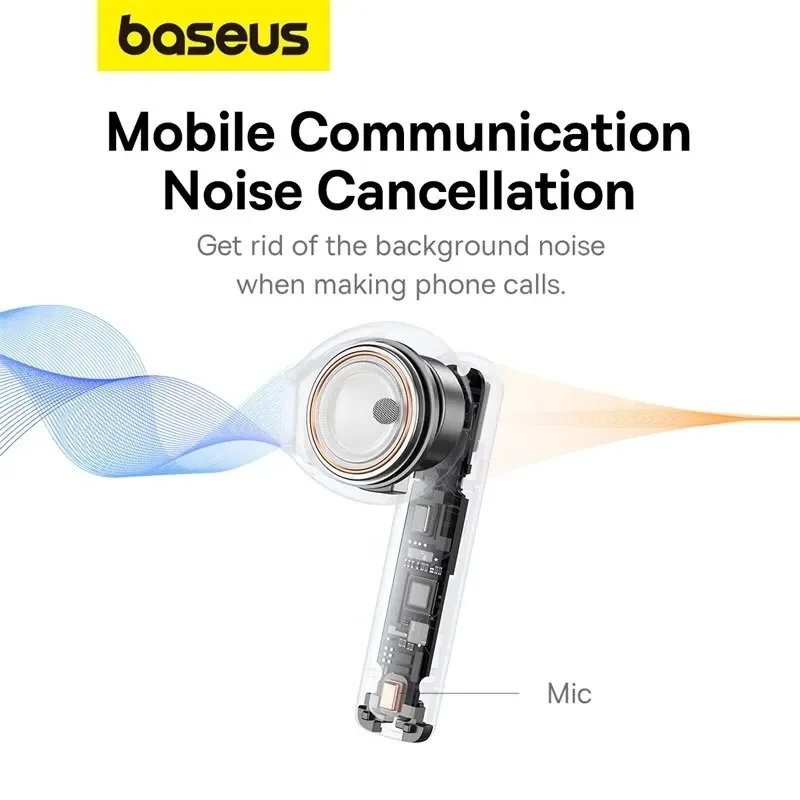 Baseus-Encok W2i Fones De Ouvido Sem Fio, Bluetooth 5.3, 2Mic, Chamada ENC, redu12.a De ruido, Fones De Ouvido TWS, Baixa lat\'nci