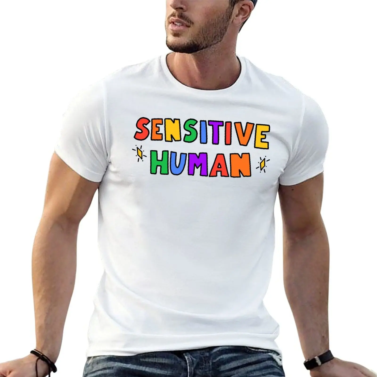 Sensitive Human T-Shirt Running Gym Short Sleeve Sports Tee