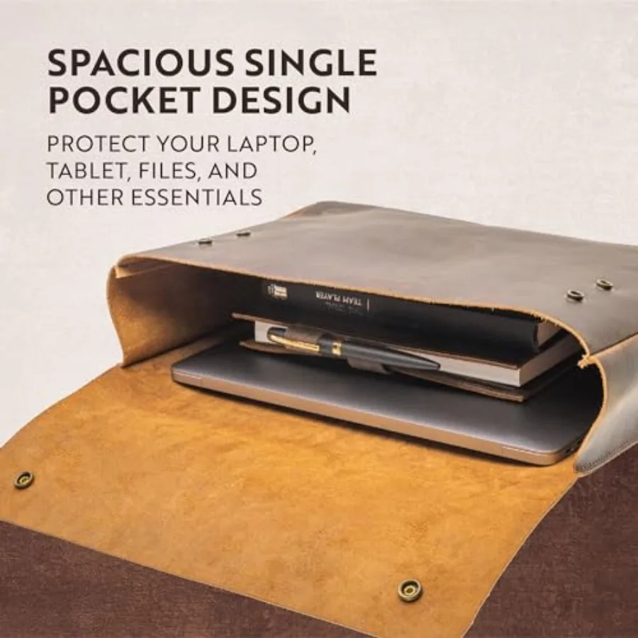 Moonster Organizer per cartelle in pelle pieno fiore per uomo Spaziosa custodia per laptop Folio in pelle per laptop 13 14 15 e tablet