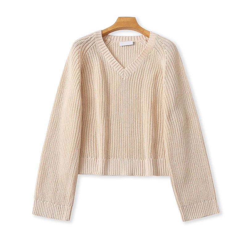 

Весенне-осенний женский свитер V-Ne, свободный утягивающий слинг с высокой талией, элегантный, милый, молодежный, вязаный, для поездок на работу, Sle Lon...