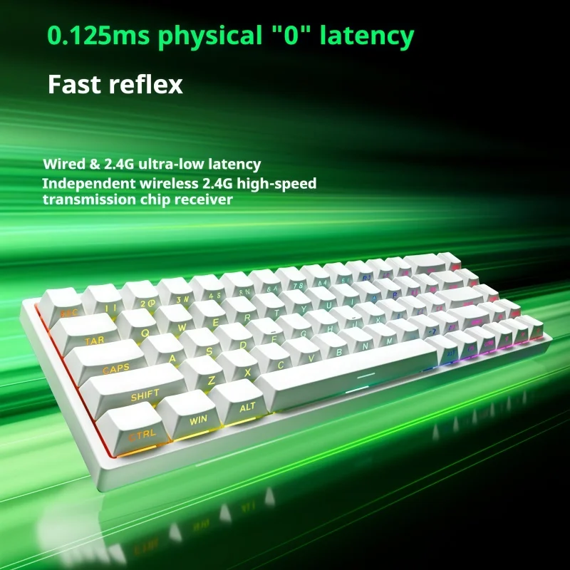 Механическая клавиатура FUN68, магнитная ось, трехрежимное подключение, Rt0.01, ARGB, предназначенная для игр, эргономичная, сверхнизкая задержка, беспроводная связь