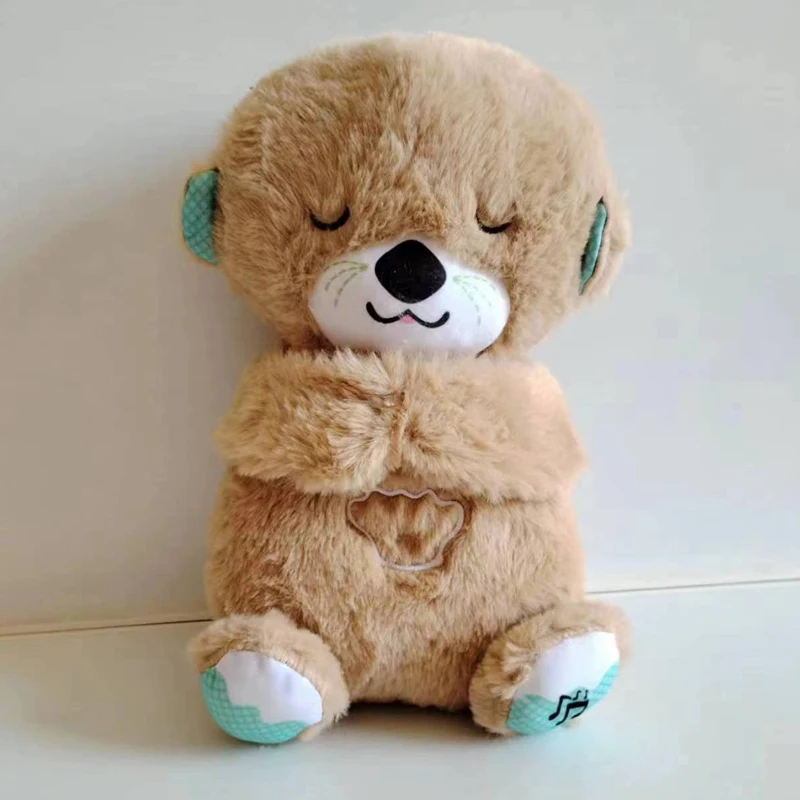 Electric Music Baby Otter Koala Animal Dolls Washable Calming Baby Sleep Comfort Plush Toy Girls Breathing Light Battery Gifts